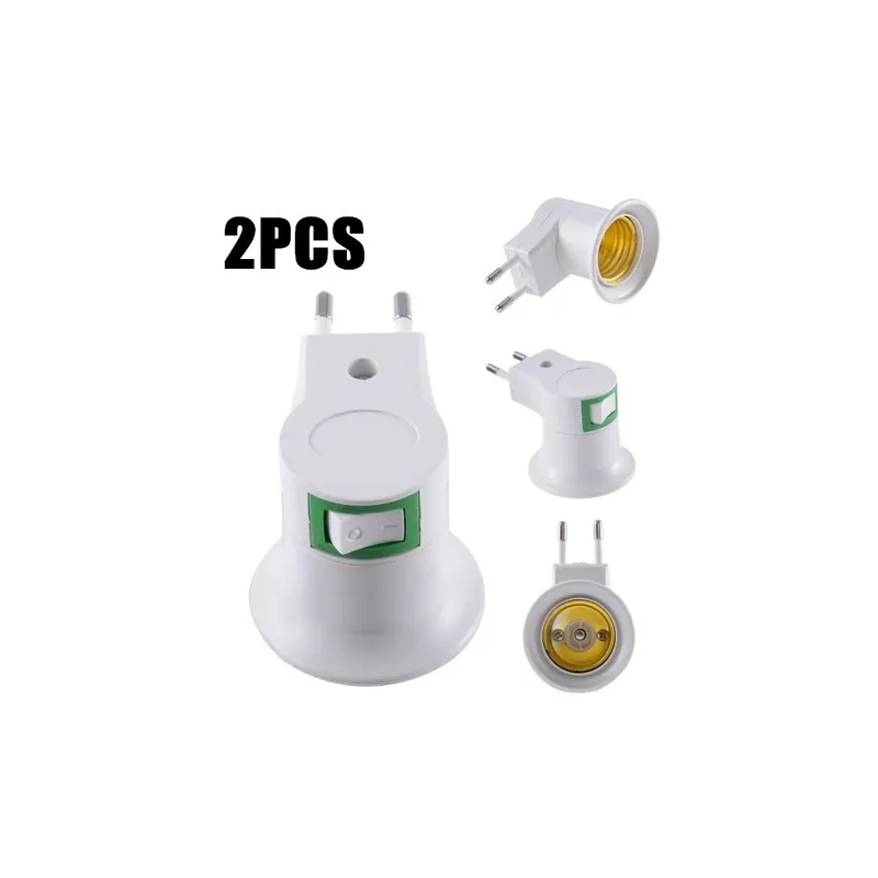 Prémium 2db-Hasznos 1/2db E27 LED lámpa Izzó aljzat Alap tartó EU csatlakozó Adapter On/Off / Be-/Kikapcsolós Kapcsoló LED Kapcsoló