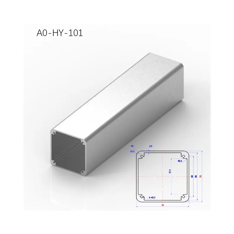 250mm-A0-HY-101-BRZHIFI Testreszabott színű/méretű 6061 Extrudált Alumínium Profil Négyzet alakú cső Elektronikai berendezések Expressz kézbesítés