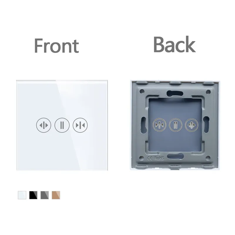 Függöny 86mm-Fekete Panel-Edzett kristály üveg Panel Szimpla Panel Fali érintőkapcsoló Fényerő-szabályozó Expressz szállítás