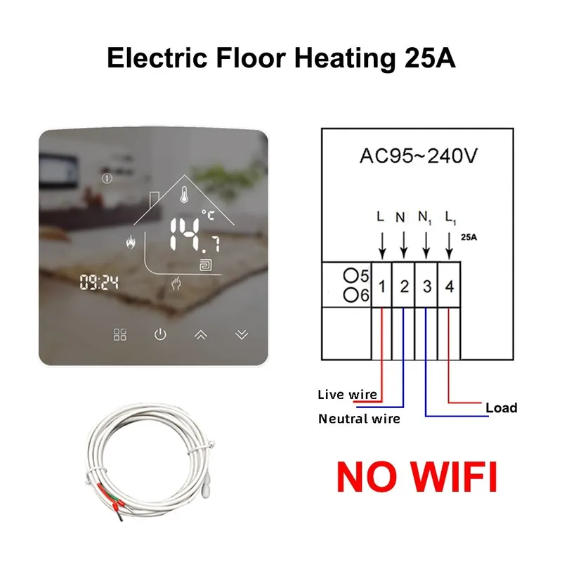 Fekete GB 25A-Tuya WIFI Termosztát 3A 16A 25Afor Padlófűtés Elektromos fűtés Gázkazán hőmérséklet Vezérlő Alacsony ár