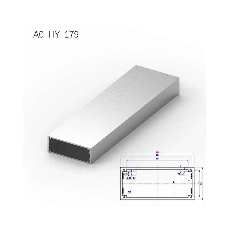 Akció 300mm-A0-HY-179-6061 Eloxált Alumínium Profil Burkolat Négyzet alakú Lapos cső Elektronikai és hardver eszközök számára