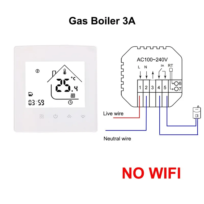 Prémium Fehér GC 3A-Tuya WIFI Termosztát 3A 16A 25Afor Padlófűtés Elektromos fűtés Gázkazán hőmérséklet Vezérlő