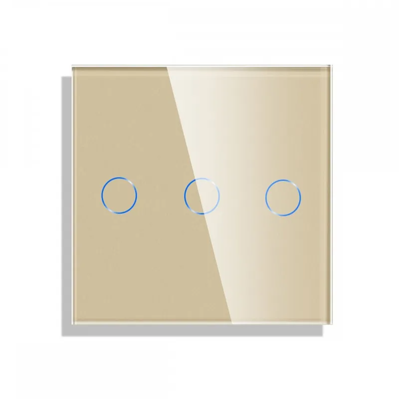 86x86mm-Arany színű 3 soros-Bingeolec EU szabvány 86mm Gyöngy Kristályüveg Szimpla Üveg Panel Csak Üveg Panel Szuper akció