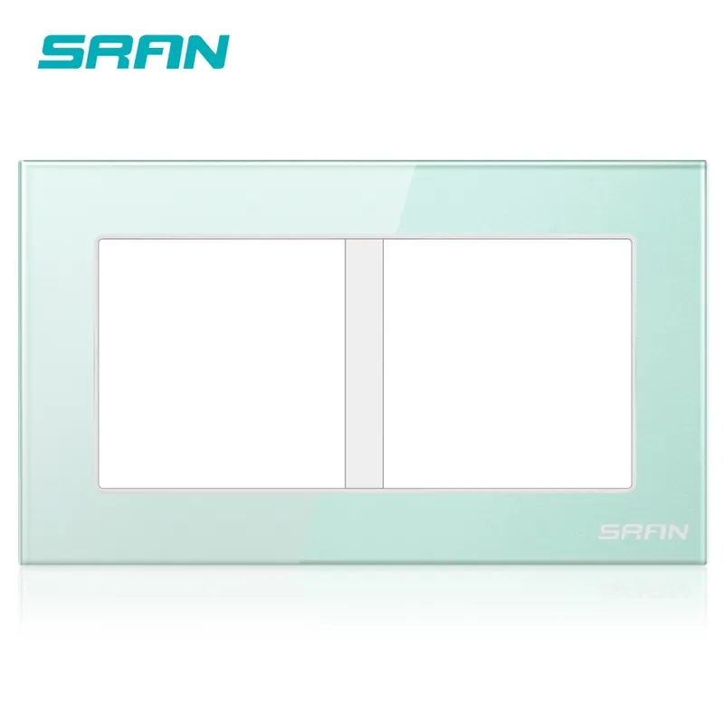Zöld 146 Logóval-SRAN Üres panel Vaslemez 146mm*86mm Fehér Edzett kristály üveg Kapcsoló aljzat panel Azonnal elérhető