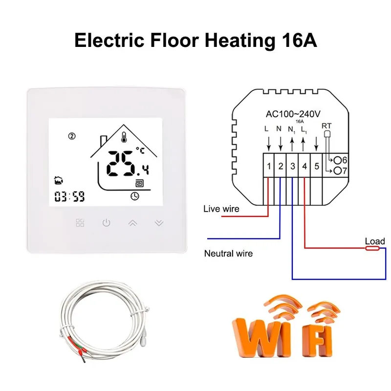 Fehér GB WIFI 16A-Tuya WIFI Termosztát 3A 16A 25Afor Padlófűtés Elektromos fűtés Gázkazán hőmérséklet Vezérlő Biztonságos fizetés