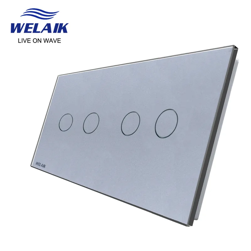 Szürke-WELAIK EU 2 keretes 151*80mm LED-es lámpa Fali érintőkapcsoló Edzett kristály Csak Üveg Panel A2922W1 Azonnal elérhető