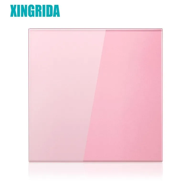 Rózsaszín 86-XINRIRDA Üres Záró panel Vaslemez telepítésével 86mm*86mm Edzett kristály üveg Kapcsoló aljzat panel tábla Szezonális akció