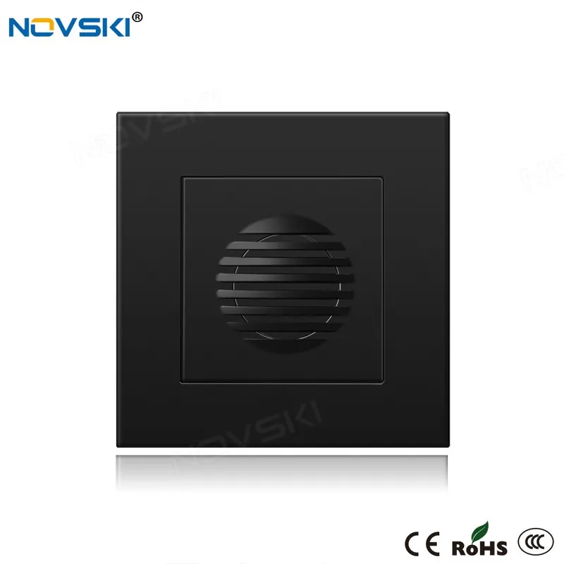 Biztonságos fizetés PC Panel Fekete-NOVSKI Ajtócsengő Panel Vezetékes Ajtócsengő Ding-Dong hardver 110-250v Fluoreszkáló 86*86 mm