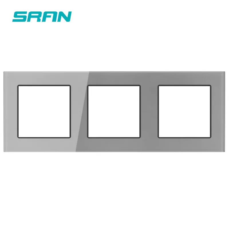 Exkluzív ajánlat Szürke F6-SRAN Üres Panel Beszerelés nélkül Vaslemez 224mm*82mm Fehér Edzett üveg Kapcsoló aljzat Panel F szériához
