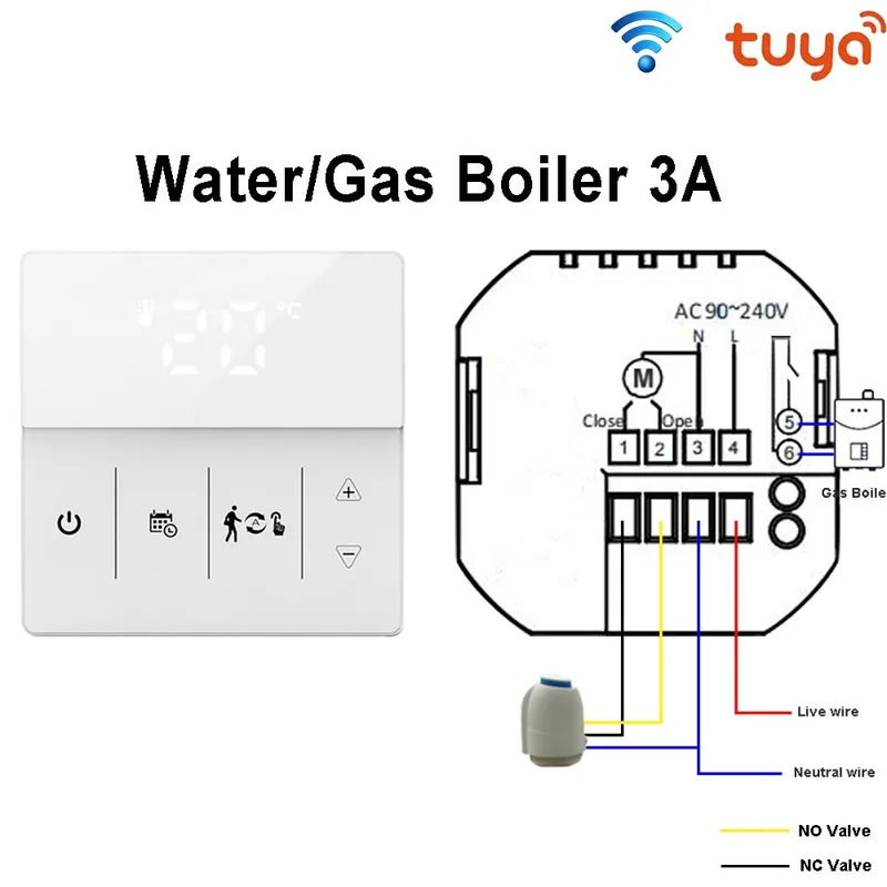 Vásárlói kedvenc Víz-alapú-WiFi-B-Smart Tuya WiFi /Zigbee Termosztát Víz-alapú Elektromos padlófűtés hőmérséklet Távvezérlő Google Home Alexa