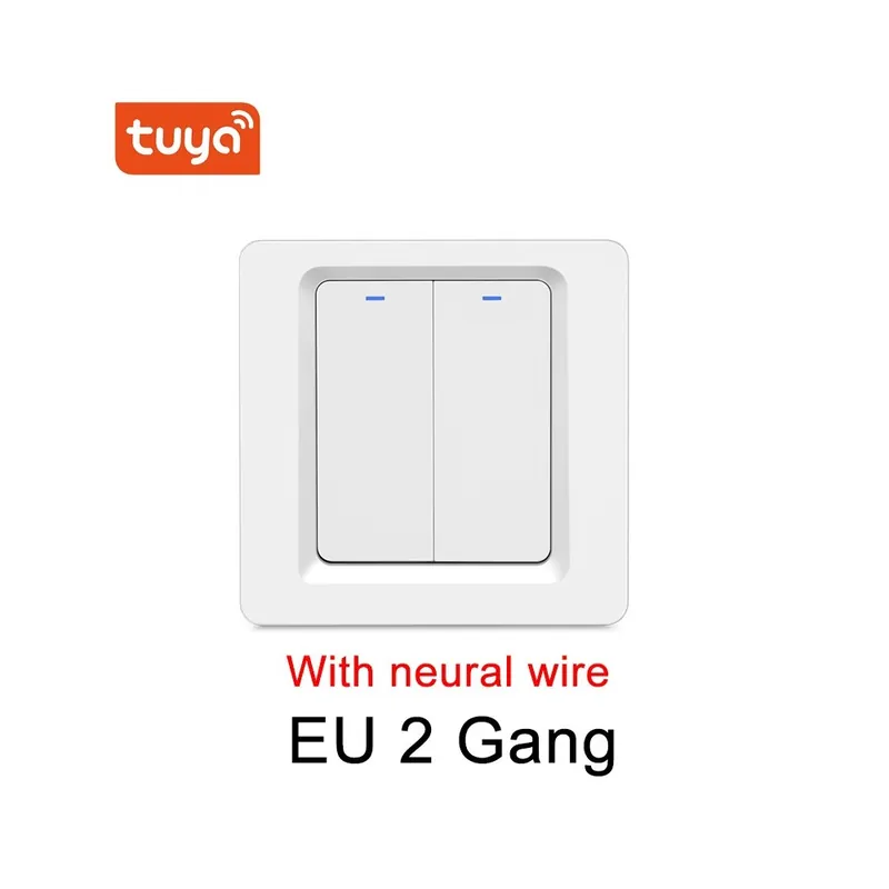ZigBee 2 soros EU-Tuya ZigBee kapcsoló Semleges vezeték nélkül Nyomógombos kapcsoló Matrica Smart Life Expressz kézbesítés