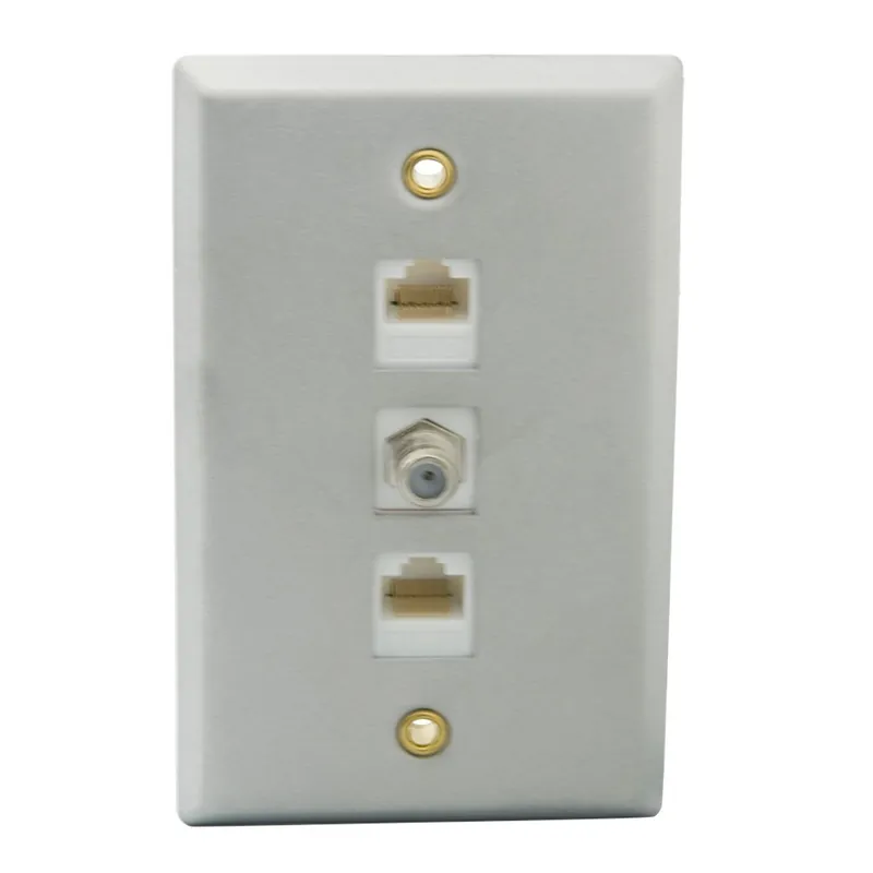 2CAT6 1F-Szimpla soros Szilárd típus Alumínium3 portos HDMI USB CAT6 RJ45 F-fejű RG6 Anya-Anya Fali lemez Előlap Újdonság