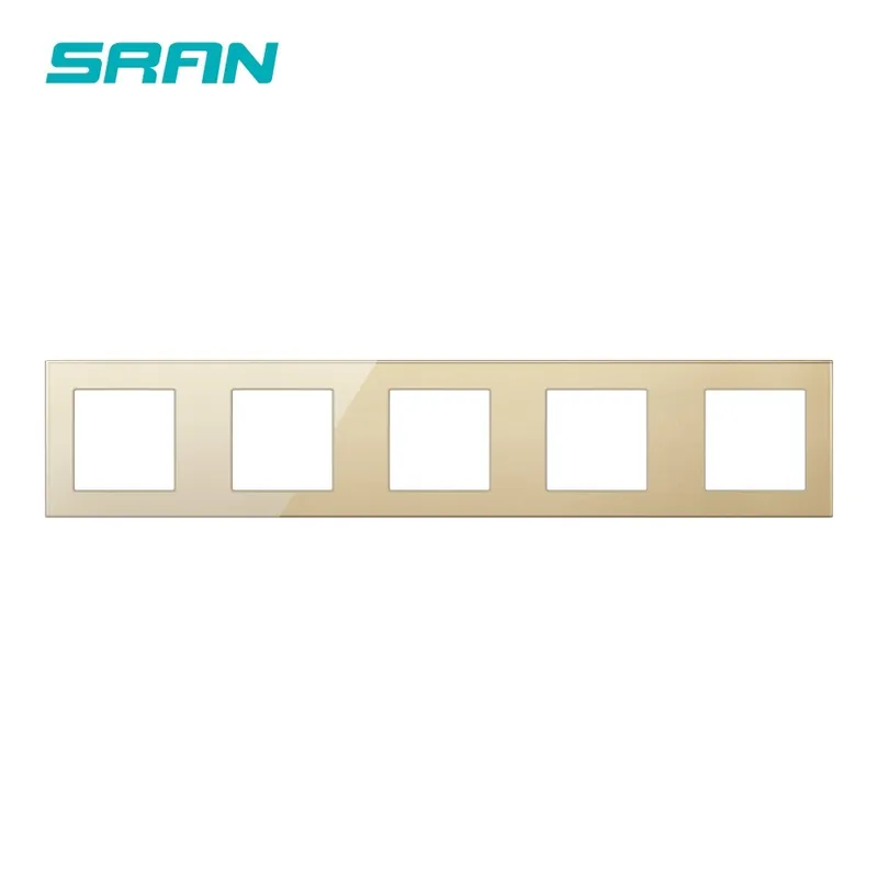 Arany színű-SRAN 5 Keret Üres panel Vaslemez 430mm*86mm Fehér/Fekete/Arany színű Edzett kristály üveg Kapcsoló aljzat panel Prémium
