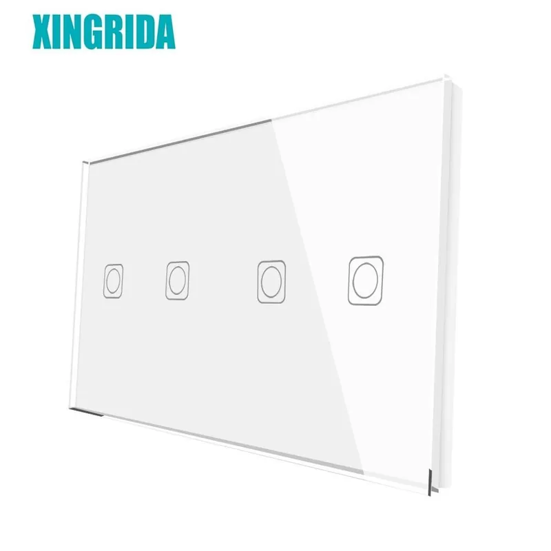Fehér 4 soros-XINGRIDA F-szériás Üres panel 153mm*82mm Edzett kristály üveg Fali érintőkapcsoló Csak panel vaslemez nélkül Rendeld meg most