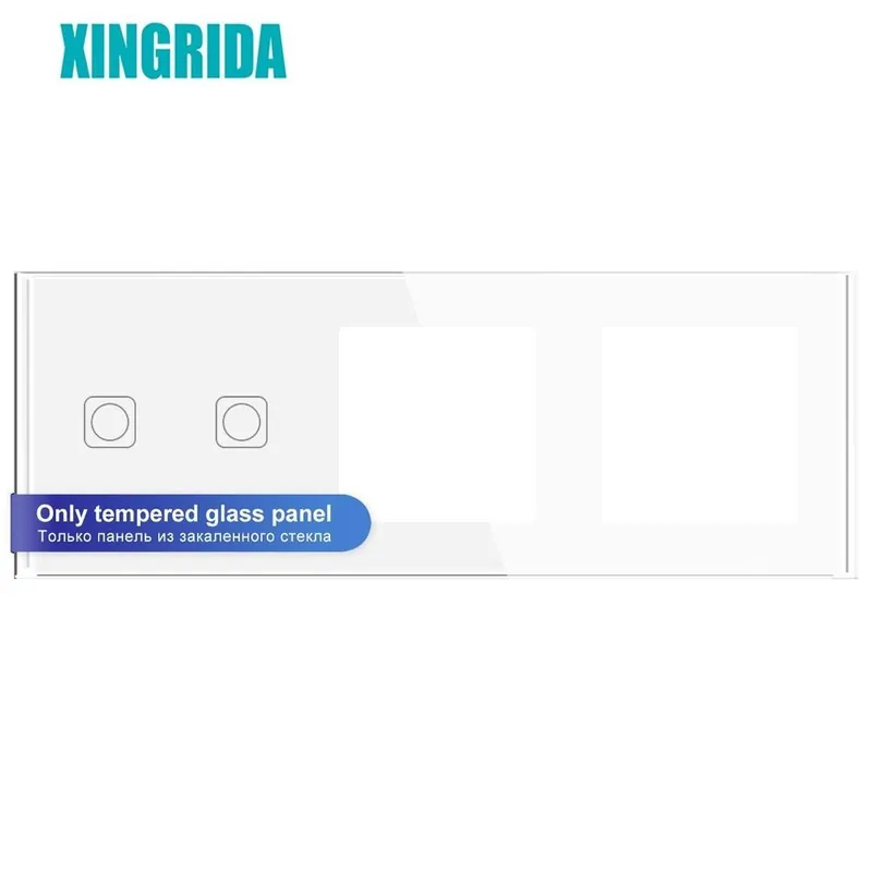 Szuper akció Fehér 2 soros-XINGRIDA F-szériás Üres panel 244*82mm Edzett kristály üveg érintős Kapcsoló aljzat panel Kombinációs modul