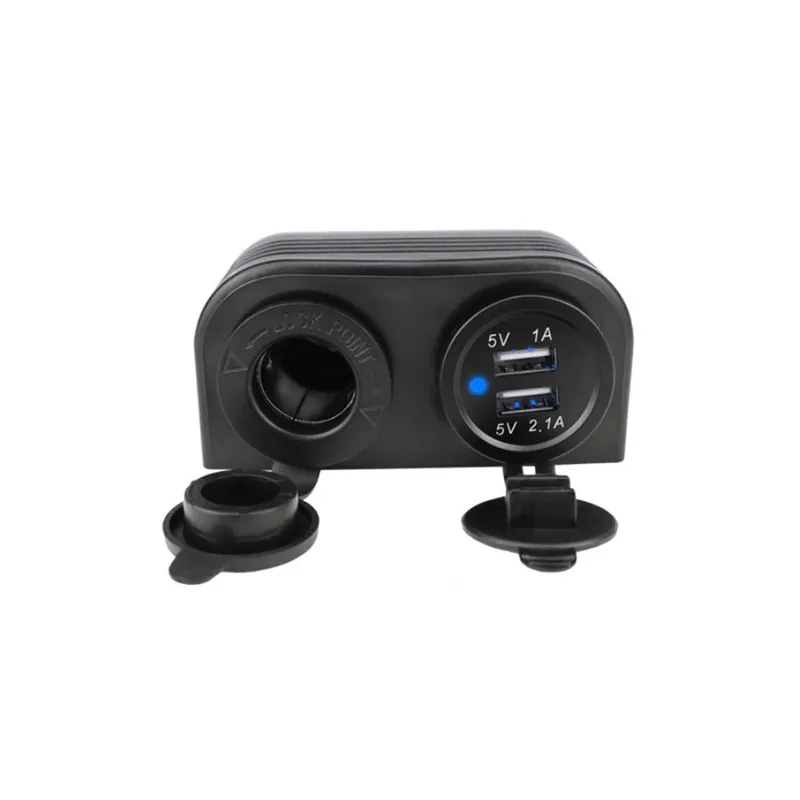 Kék Lámpa-3,1A Dual USB töltő Öngyújtó Két furatos Panel Autó Motorkerékpár Csónak ATV RV Biztonságos fizetés