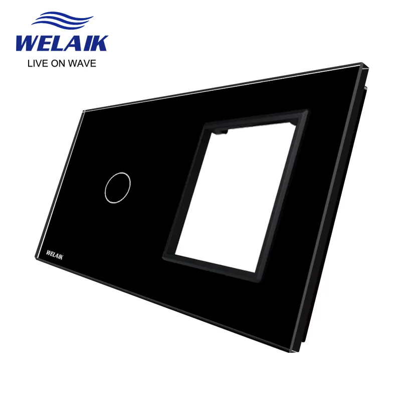Vedd meg most Fekete-WELAIK EU 2 keretes 151*80mm Fali Kapcsoló aljzat Kimenet Négyzet alakú Edzett kristály Csak Üveg Panel A2918W1