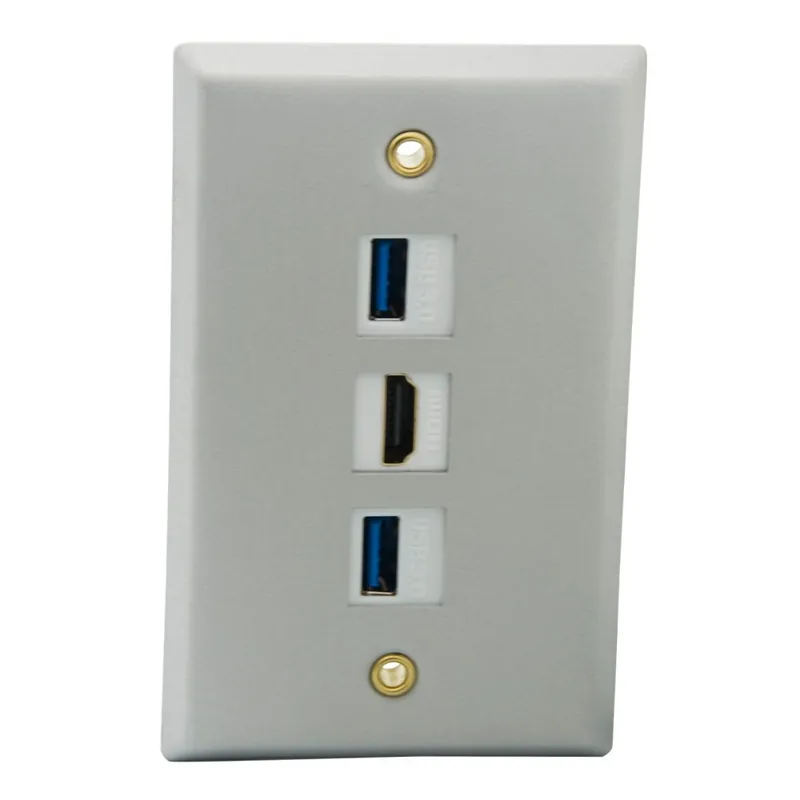 1HDMI 2USB3.0-Szimpla soros Szilárd típus Alumínium3 portos HDMI USB CAT6 RJ45 F-fejű RG6 Anya-Anya Fali lemez Előlap Árcsökkenés