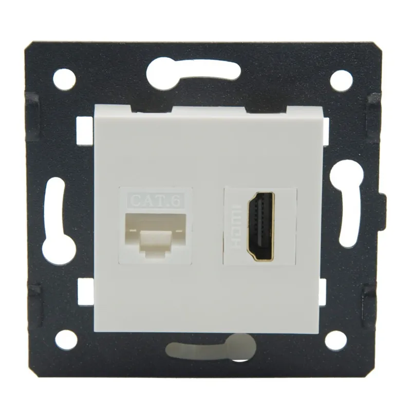 Biztonságos fizetés Fekete-EU 80 típus HDMI CAT6 RJ45 Anya-Anya Fali lemez