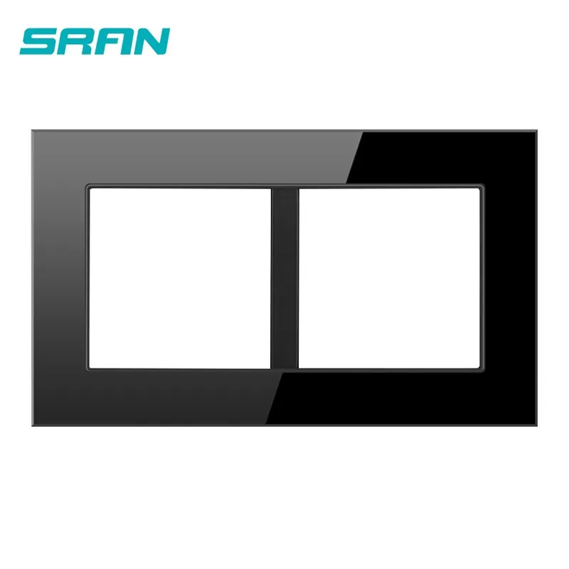 Nézd meg most Fekete 146-SRAN Üres panel Vaslemez 146mm*86mm Fehér Edzett kristály üveg Kapcsoló aljzat panel