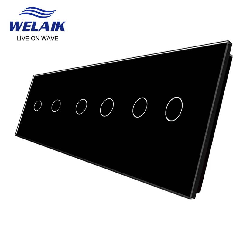Fekete-WELAIK EU 3 keretes 222*80m 2 soros LED-es lámpa Fali érintőkapcsoló Edzett kristály Csak Üveg Panel A39222W1 Alacsony ár