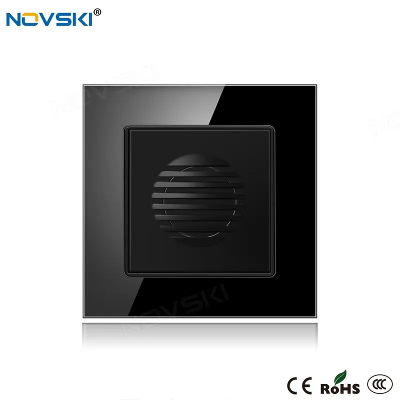 Kristály Üveg Fekete-NOVSKI Ajtócsengő Panel Vezetékes Ajtócsengő Ding-Dong hardver 110-250v Fluoreszkáló 86*86 mm Nézd meg most