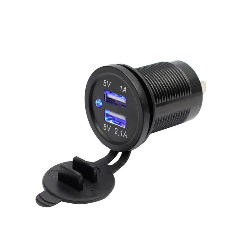 Akciós ár Kék Lámpa-3,1A Dual Kettős port Busz Csónak autó Hordozható töltőállomás 12V USB Aljzat