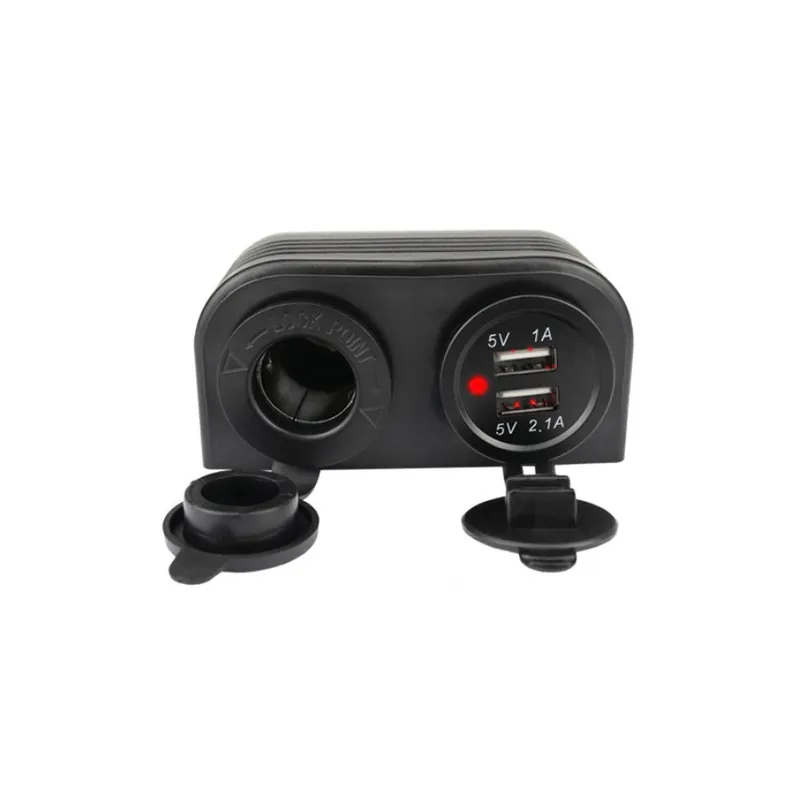 Piros Lmap-Barkács Univerzális Vízálló 3,1A Dual USB töltő Öngyújtó Két furatos Panel Autó Motorkerékpár Csónak ATV RV Kihagyhatatlan ajánlat