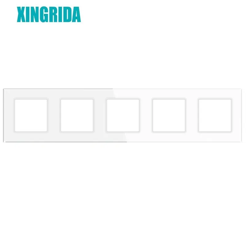 Biztonságos fizetés Fehér F6-XINGRIDA Edzett üveg 366*82mm Üres Panel Beszerelés nélkül Vaslemez 5 Keret F szériás aljzatokhoz és kapcsolókhoz