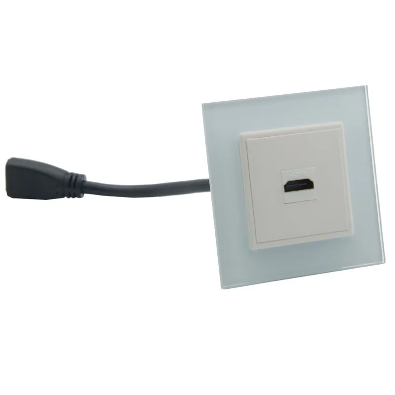 Exkluzív ajánlat Fehér-EU szabvány 1 soros 80 Rövid kábel típus 1 Port HDMI Anya-Anya Fali lemez Edzett kristály üveg Panellel