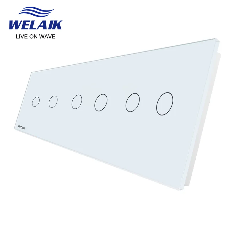 Fehér-WELAIK EU 3 keretes 222*80m 2 soros LED-es lámpa Fali érintőkapcsoló Edzett kristály Csak Üveg Panel A39222W1 Utolsó esély