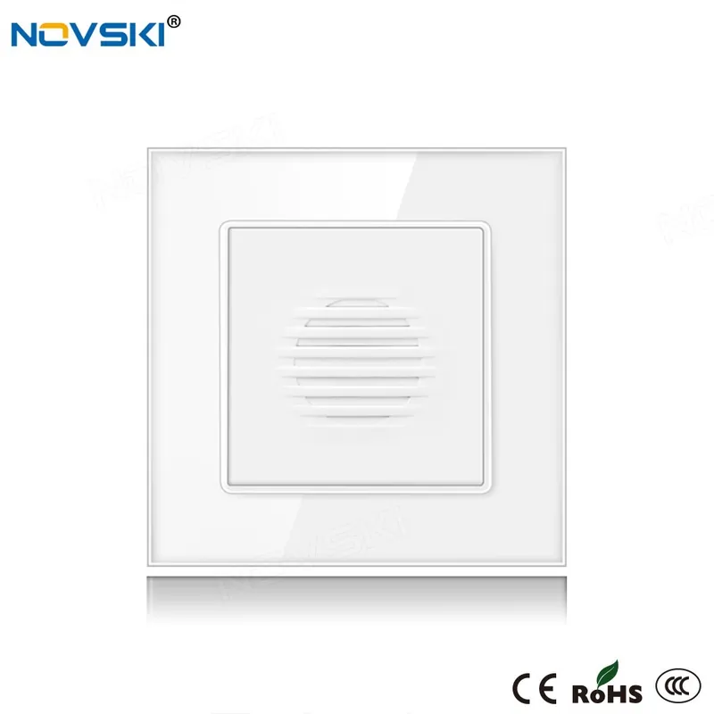 Outlet Kristály Üveg Fehér-NOVSKI Ajtócsengő Panel Vezetékes Ajtócsengő Ding-Dong hardver 110-250v Fluoreszkáló 86*86 mm