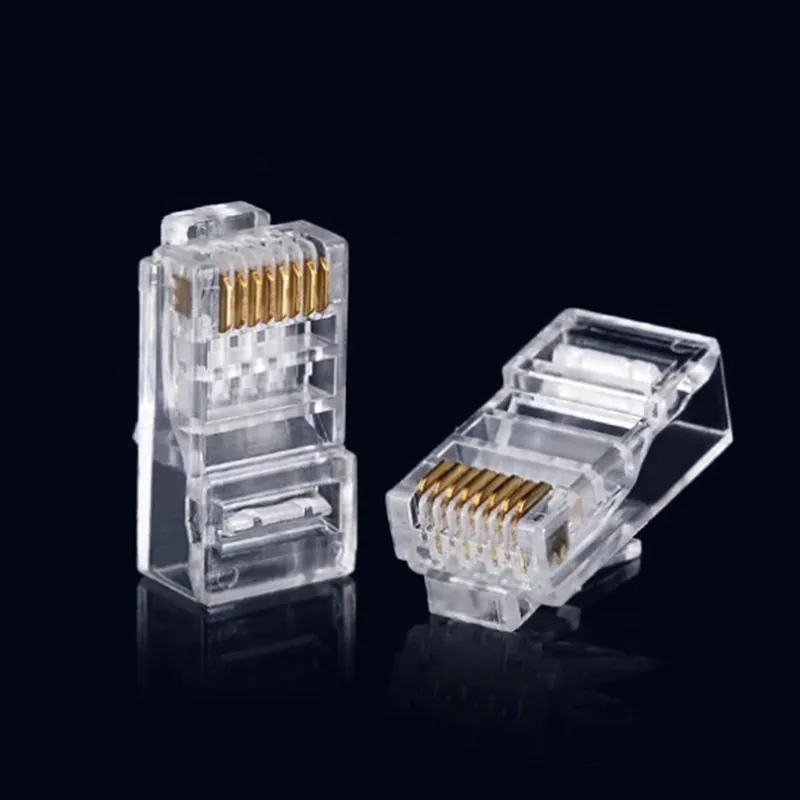 100db RJ45 8P8C CAT6 Kristályfejű moduláris dugós aranyozott Hálózati csatlakozó Bestseller