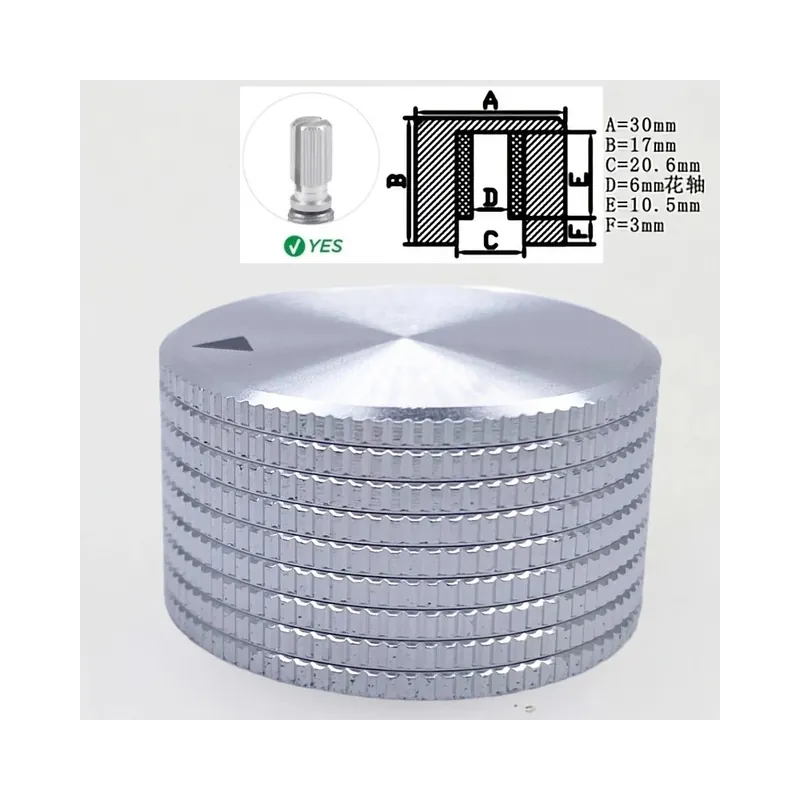 Nézd meg most 30X17X6mm-Ezüst színű-Csúcskategóriás Alumínium ötvözet Potenciométer Audió Elektromos gitár basszusgitár gomb Recézett