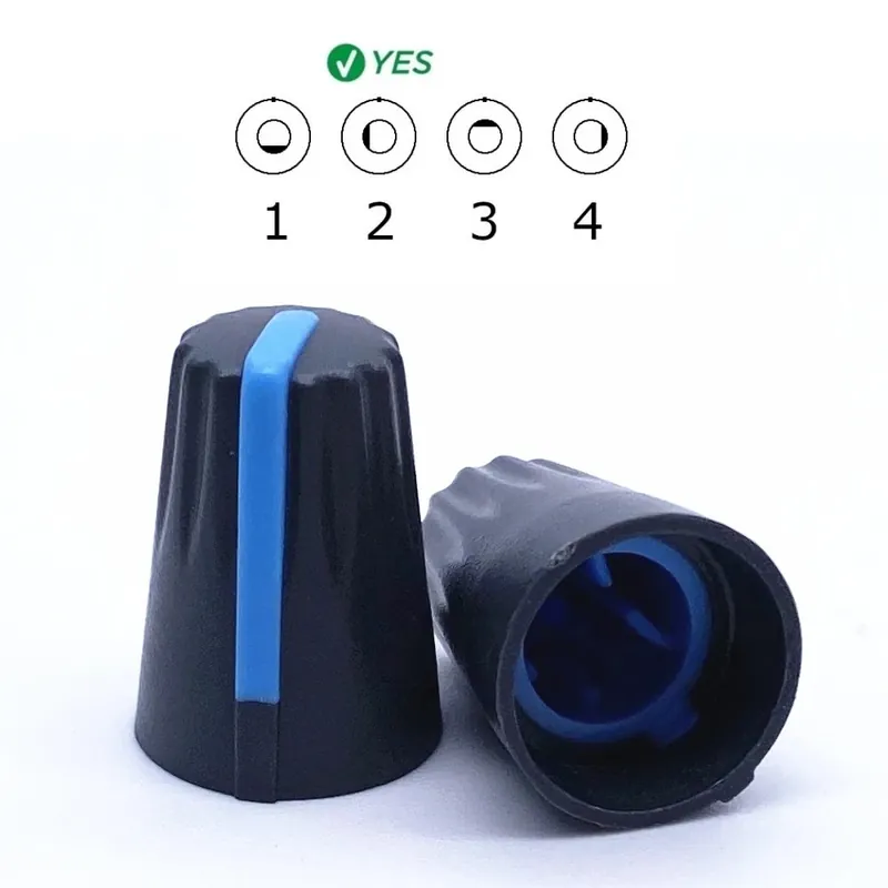 Szuper ajánlat Kék-10db 14x20mm Potenciométer Forgatható gomb Hangkeverő Effektus gomb kupak 6mm-es Recézett tengelyhez 270° D-tengelyhez