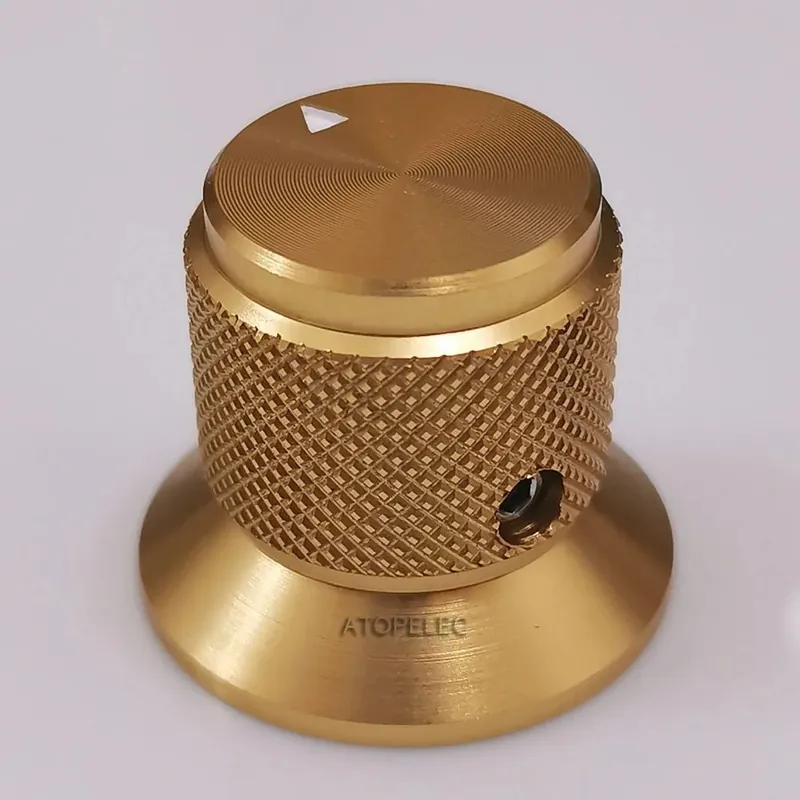 Arany színű-30*25mm Tömör Alumínium HiFi Hi-End Audió AMP DAC CD Potenciométer gomb 6mm tengely CNC Megmunkált Eloxált Outlet