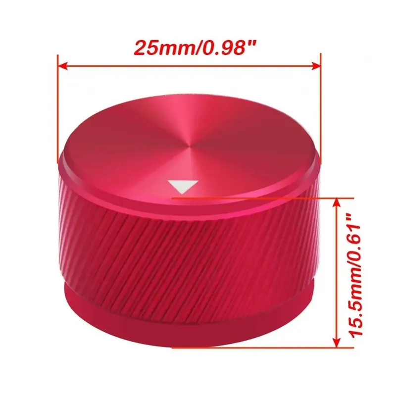 Piros-2db 25 x 15,5mm(Átmérő x Magasság) 6mm tengely Alumínium Forgatható Elektromos Potenciométer Audió gomb Szuper ajánlat