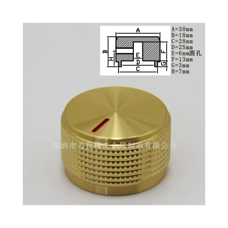 Sárga-30 x 18 mm Tömör Alumínium ötvözet Audió Hangszóró Erősítő Dekóder CD-cső gép Hangerő Potenciométer gomb Rendeld meg most