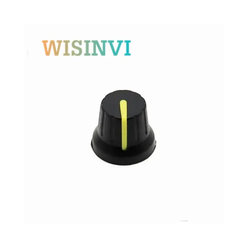 Sárga-10db 18*16mm Gumi gomb Virágtengely Belső furat 6mm Potenciométer Teljesítményerősítő Hangerő állító Kapcsoló kupak Kiárusítás
