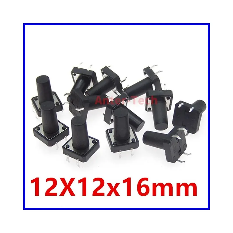 12X12X16mm-20db Nyomógomb Mini Nyomógombos Kapcsoló Mikrokapcsoló 12x12 12*12*4,3mm 5mm 6 7 8 9 10 11 12 mm 4tűs Nyomógomb Ne maradj le