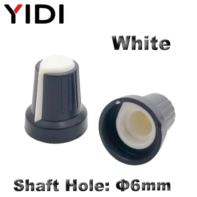 Fehér-50db/csomag Potenciométer Wh148 Műanyag kupak Audió gomb AG2 15x17mm Szilvavirág fogantyú tengely furat 6mm Exkluzív ajánlat