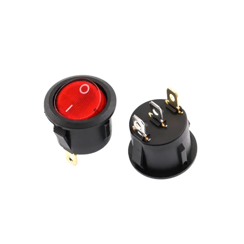 Ingyenes szállítás Égszínkék-1db 20mm KCD1 LED Kapcsoló 250V Világítás Hálózati kapcsoló Autóipari Nyomógombos lámpa ON/OFF 3/2tűs Kerek