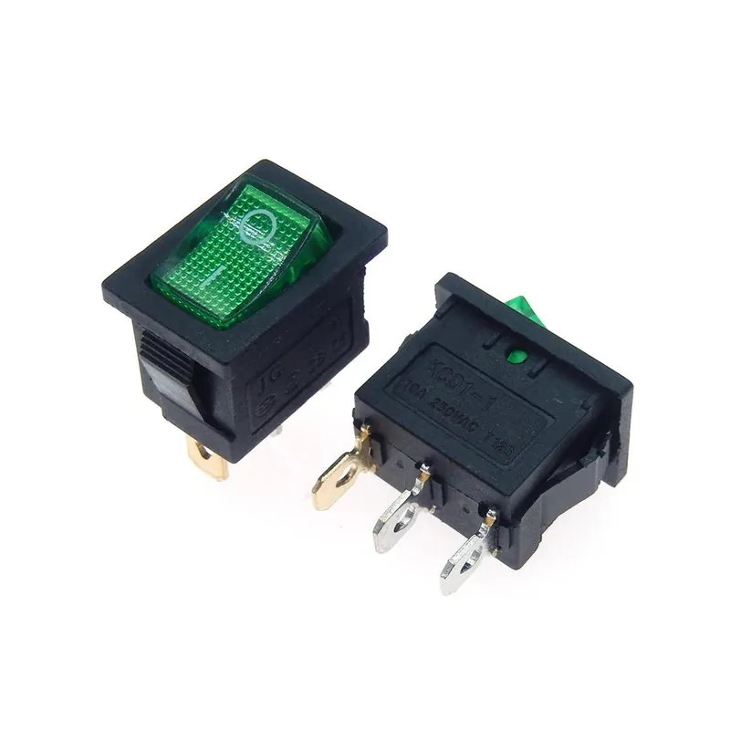 Ajánlat 3 tűs-Zöld-5db Kapcsoló ON-OFF KCD1 15*21mm 2tűs 3tűs 4tűs 6tűs Billenőkapcsoló 6A 250V 10A 125V 15X21 Hálózati kapcsoló