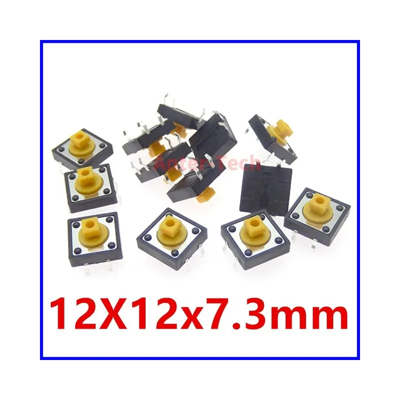 Akció Sárga-20db B3F-4055 12x12x7,3 mm Nyomógombos Kapcsoló Sárga Négyzet alakú Nyomógomb 12*12*7,3 mm Mikrokapcsoló