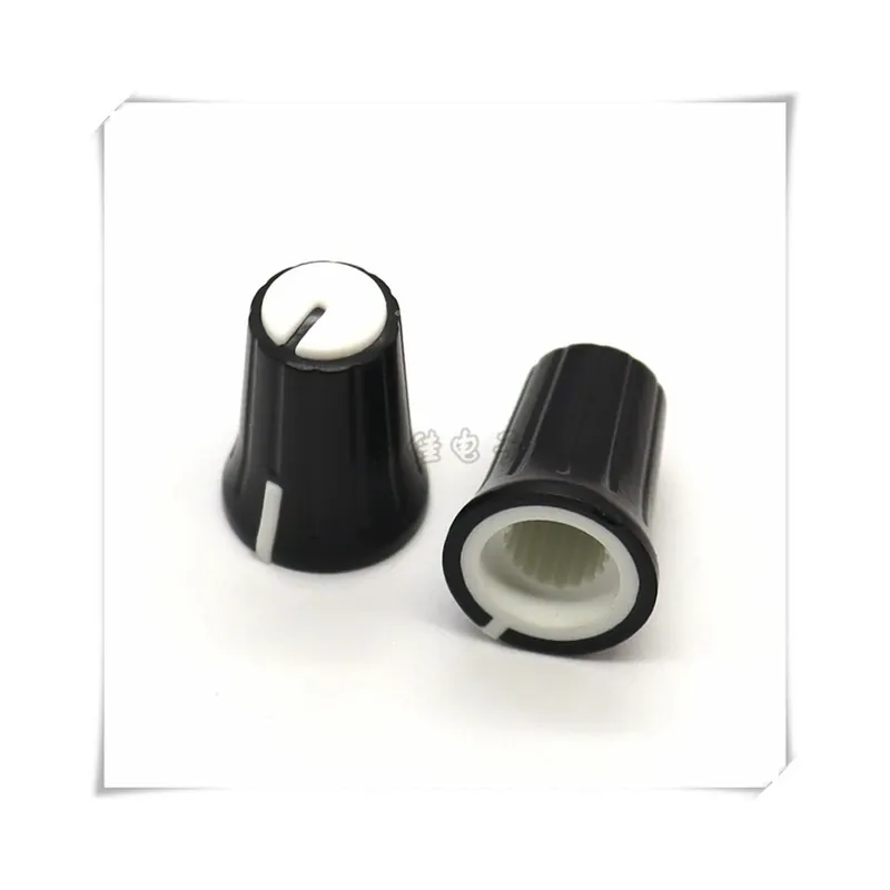 Legnépszerűbb Fehér-10db 12x17MM Két színű Műanyag gomb kupak Potenciométer Kódoló Kapcsoló gomb 6mm-es Virágtengelyhez