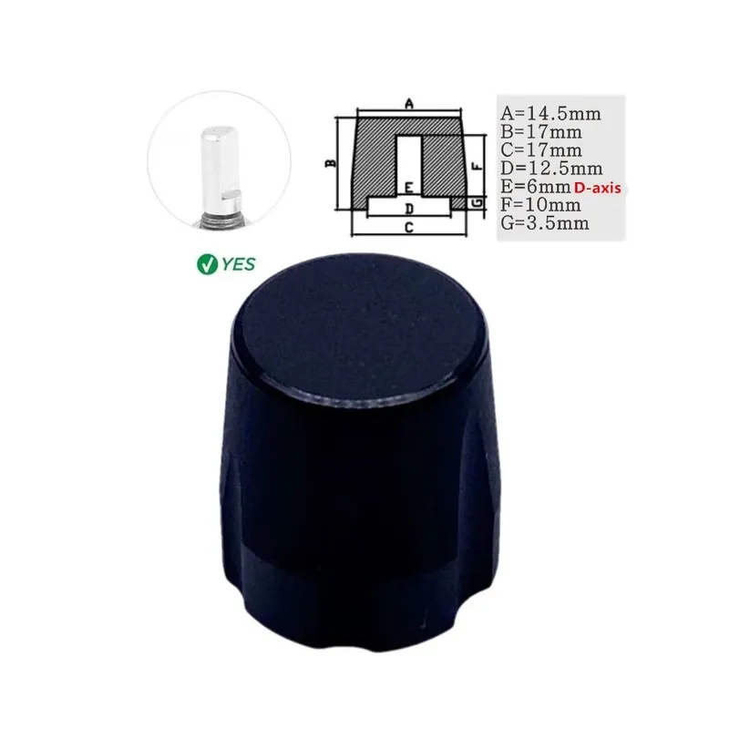 Bestseller 17X17 D-tengely-Fekete-1db Alumínium ötvözet Potenciométer Kódoló Hangerőszabályozó kupak 6mm-es furathoz