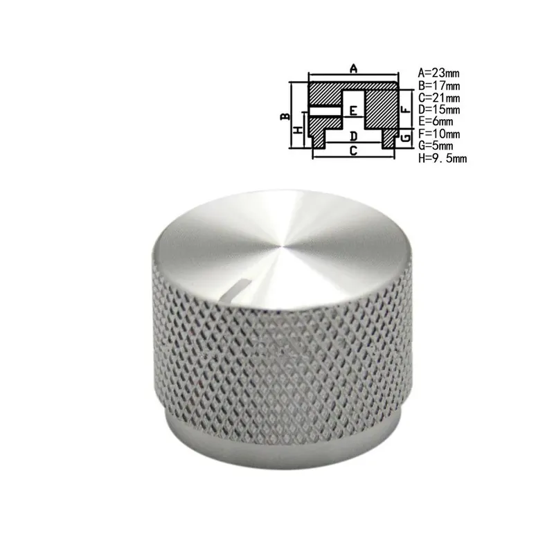 Expressz kézbesítés Ezüst színű-23*17mm gomb Alumínium ötvözet Potenciométer gomb Audió Elektromos gitár basszusgitár Csavar típus 23 x 17mm gomb
