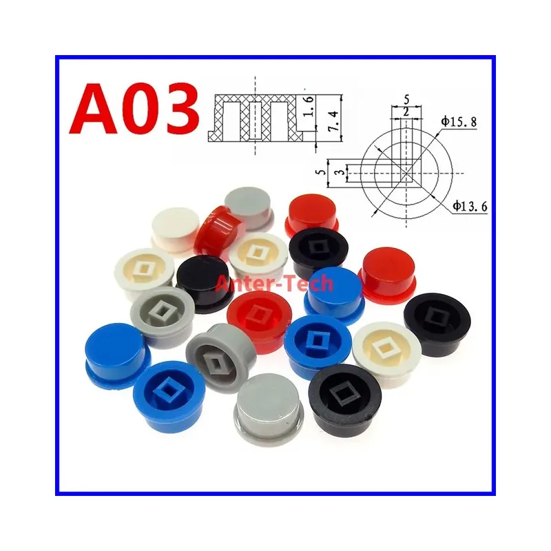 Legjobb ár Random színben-10db A03 Miniatűr Nyomógombos Kapcsoló kupak 5,8*5,8 7*7 8*8*8,5*8,5mm-es Újraindító Önzáró Kapcsolóhoz