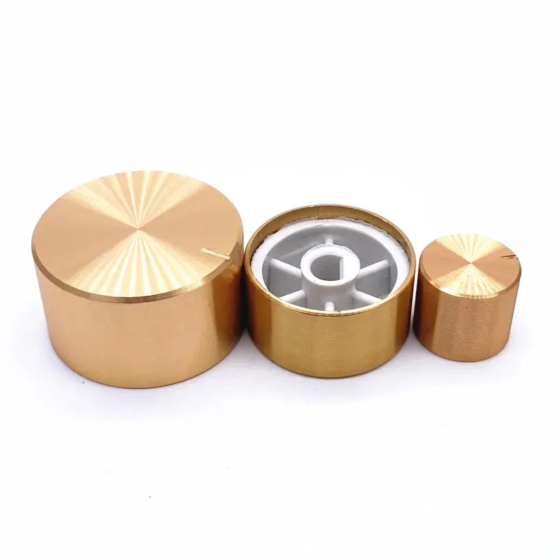20 x 10mm-1db Arany színű Alumínium ötvözet Potenciométer Kódoló Audió gomb 6mm-es tengely furathoz D-tengely Alacsony ár