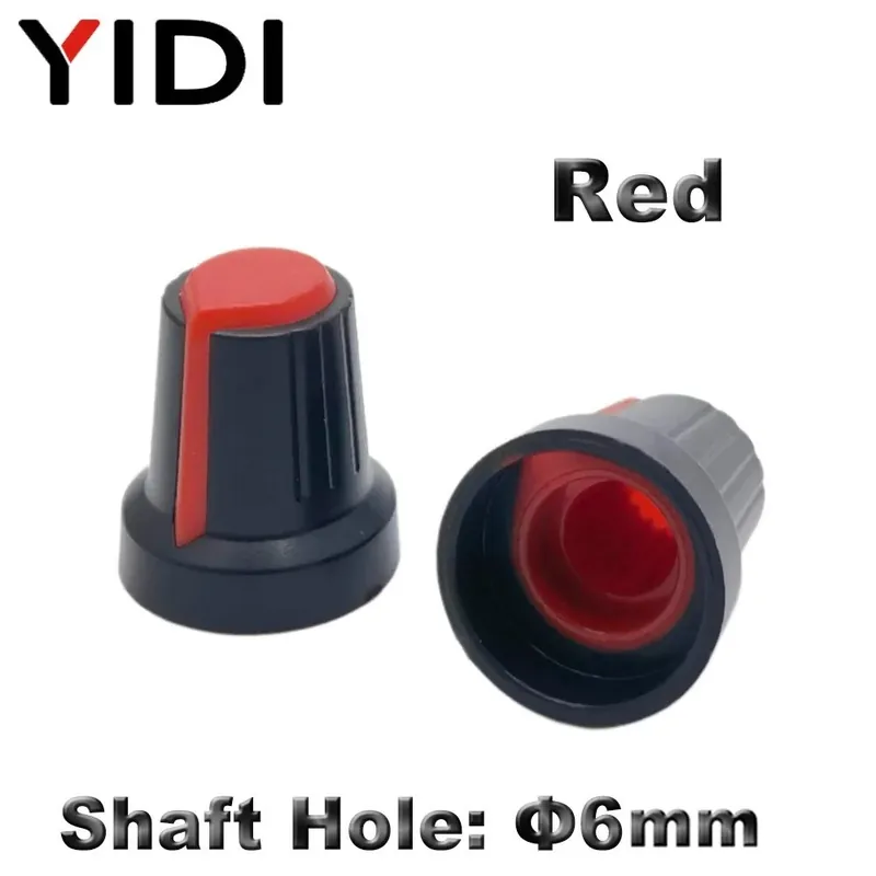Akció Piros-50db/csomag Potenciométer Wh148 Műanyag kupak Audió gomb AG2 15x17mm Szilvavirág fogantyú tengely furat 6mm